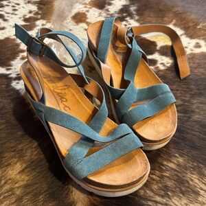Zodiac Teal Platform Sandals
